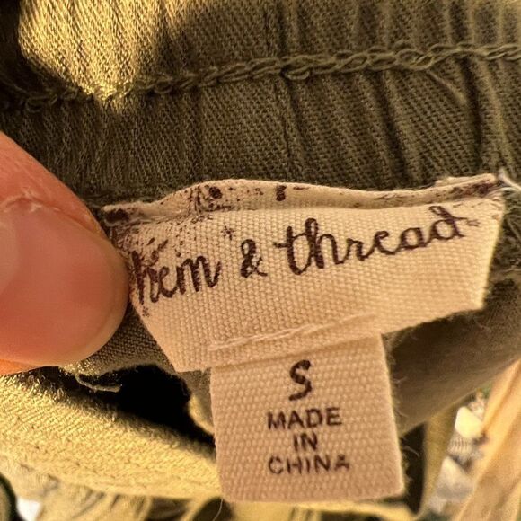 Hem & Thread Olive Elastic Waist Jogger Pants S - Picture 8 of 8